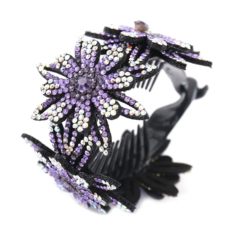 

Rhinestone Hair Bun Claws Holders Colorful Bud Hair Claw Hair Clip Women Fashion Expanding Rhinestone Hairpin FS99