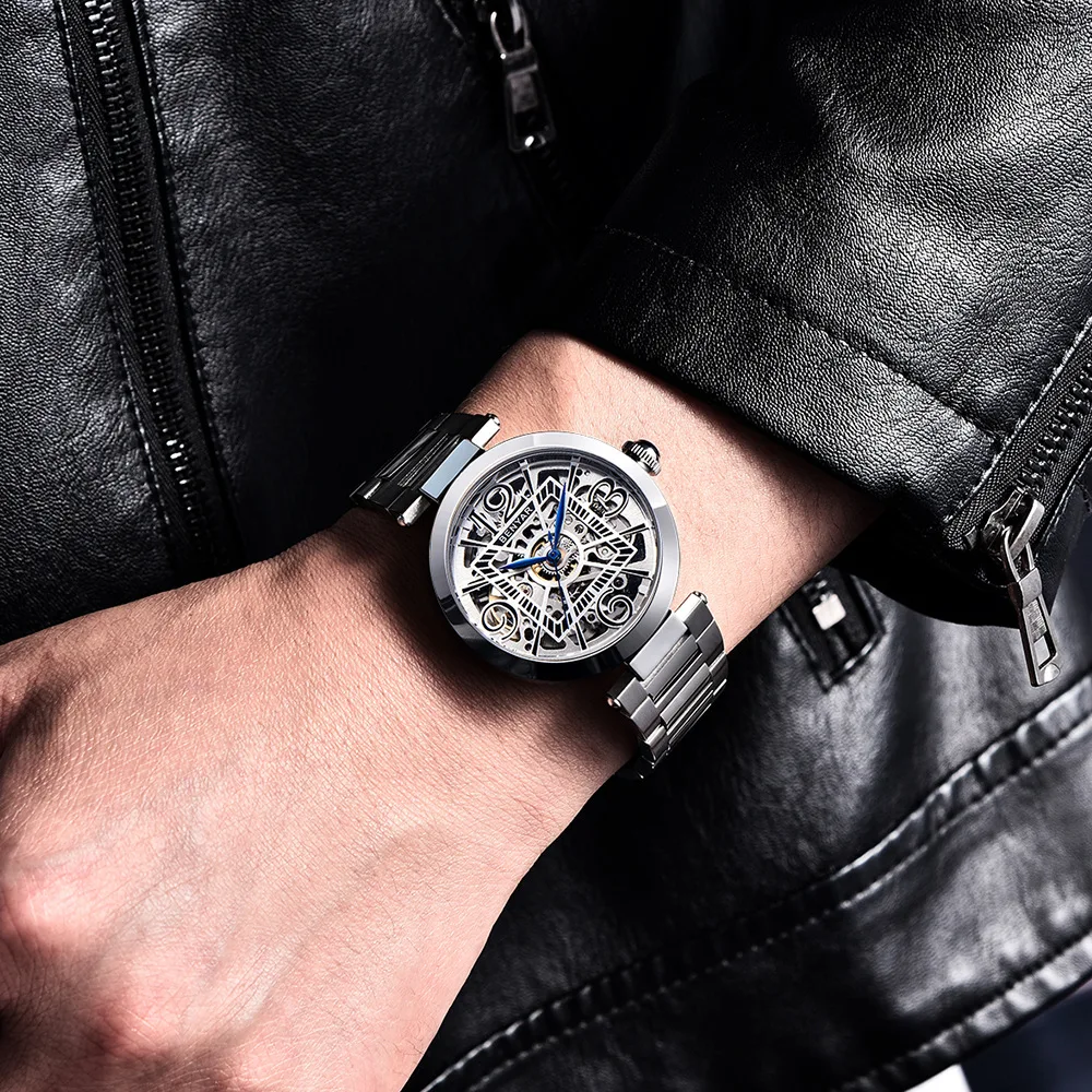 

BENYAR Brand Luxury Mechanical Watches for Men's Automatic Hollow Stainless Steel Business Fashion Mens Clock Hours Relogio