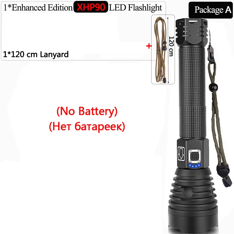 XHP70.2 XHP90 USB Перезаряжаемый светодиодный фонарик XHP70 мощный фонарь супер водонепроницаемый зум охотничий свет использовать 18650 или 26650 Battey - Испускаемый цвет: Package A