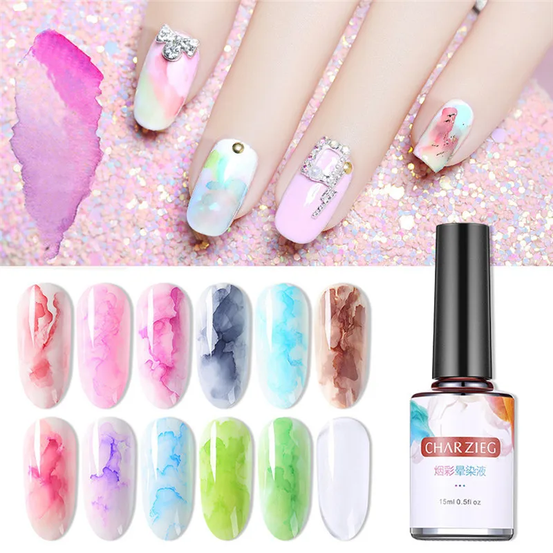 15 мл акварельные чернила лак для ногтей набор Цветущий гель эффект дыма