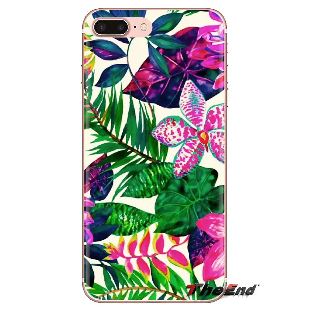 colorful Tropical flowers plants For Huawei Nova 2 3 2i 3i Y6 Y7 Y9 Prime Pro GR3 GR5 2017 2018 2019 Y5II Y6II Silicone Bag Case |