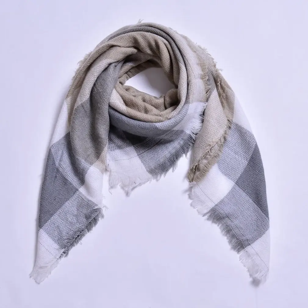 Роскошный брендовый кашемировый зимний шарф для женщин шерстяной в клетку