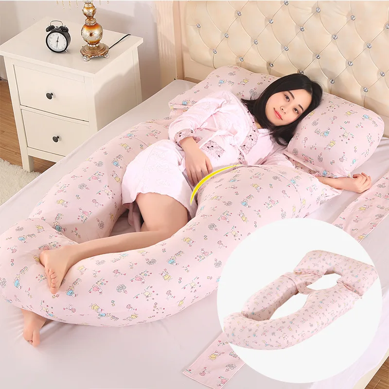 

Cotton U-shaped Pillow for Pregnant Women with Multi-functional Breastfeeding Pillow Supporting Abdomen and Waist Side Pillow