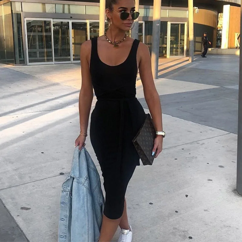 Платье-майка женское на тонких бретелях черное неоновое сексуальное лето осень