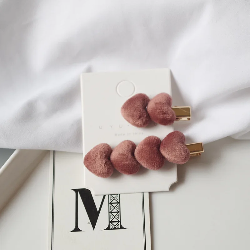 2 шт./компл. теплые зимние заколки винтажные бархатные для волос однотонные в