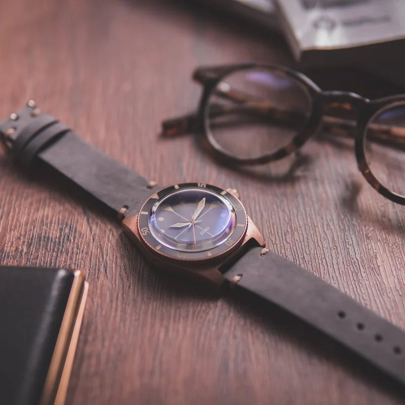 Часы мужские автоматические бронзовые водонепроницаемые швейцарские