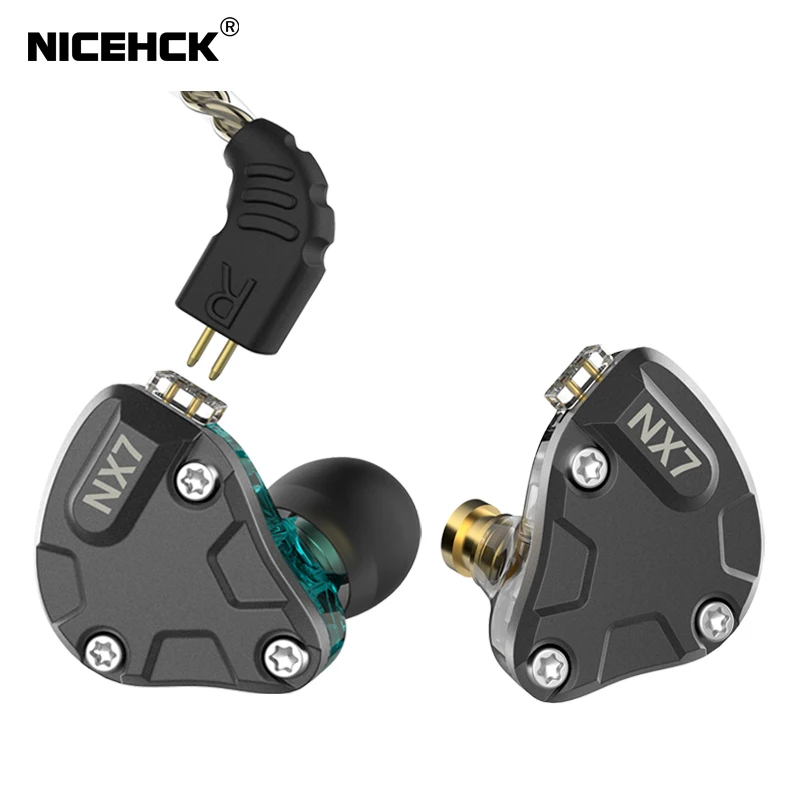 NICEHCK NX7 наушники в ухо 4BA+ двойной карбоновый нанотрубка динамический+ пьезоэлектрическая керамика Гибридный 7 Драйвер единиц HIFI IEM металлическая гарнитура