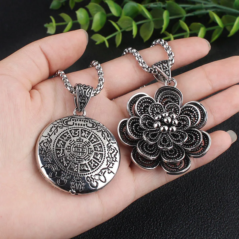 Titanium Steel Pendant Necklaces For Women Men Vintage Elephant Lotus Abacus Nepal Necklace Chain Jewelry | Украшения и