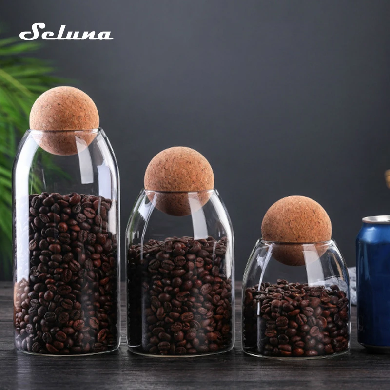Borosilicate Lead-Free Glass Jars and Lids Sealed Can Grains Storage Tank Clear Coffee Beans Candy Jar Ball Cork Glass Container