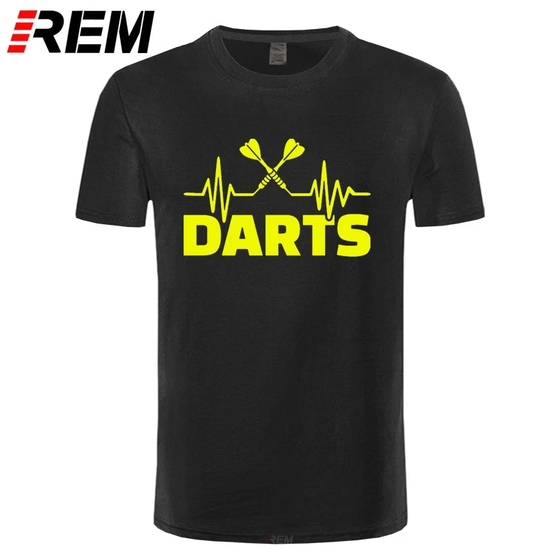 

REM Summer Heartbeat of Dart T Shirt Men Short Sleeve Cotton Darts T-shirt Tops Tshirt Men