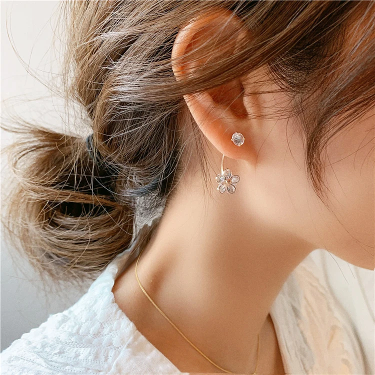 

Classic Rhinestone Flower Zircon Crystal Earrings Ear Stud Drop Women Jewelry Xmas Gift