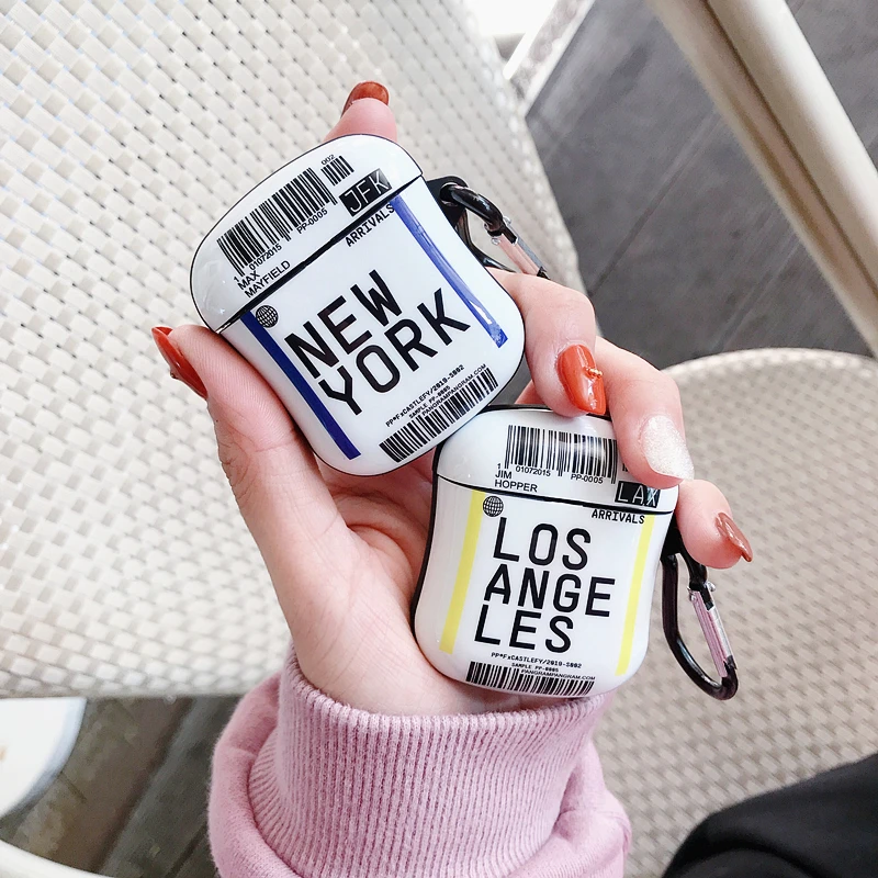 Модный Роскошный чехол для AirPods с этикеткой штрих-кодом Нью-Йорк милый Bluetooth