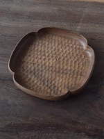 hand made cake plate whole wooden household snack small dish creative serving tray ins black walnut saucer square 15cm