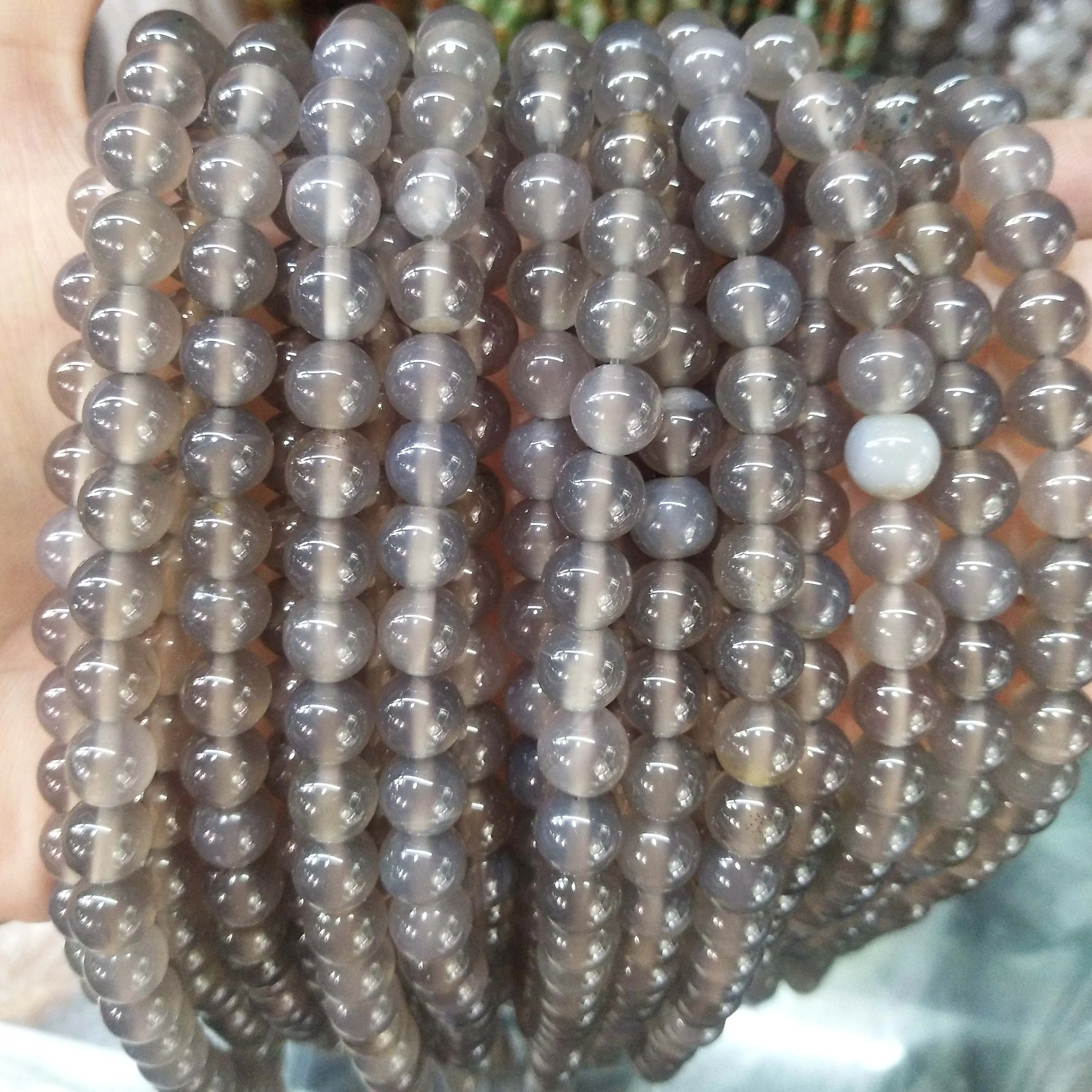 Gray agate Натуральный камень агат Стекло круглый незакрепленный камень бусины для самостоятельного изготовления ювелирных изделий браслет материал ожерелья 4681012 мм - Цвет: Gray agate