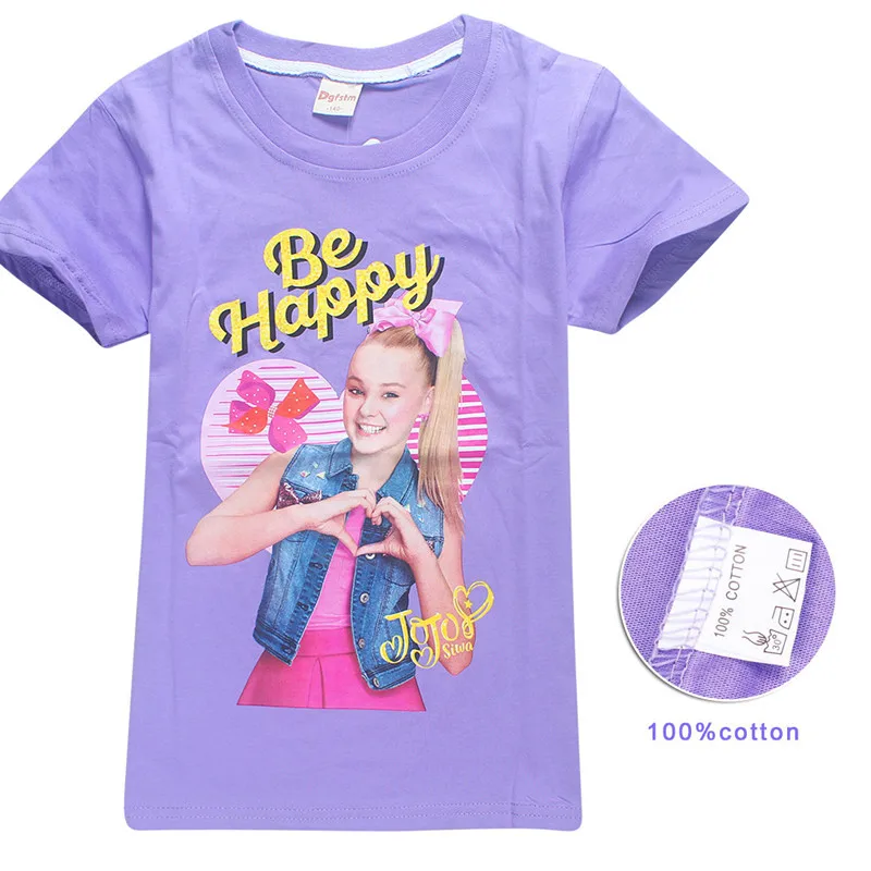 8357 purple От 5 до 12 лет JOJO Siwa/детская футболка для девочек футболка с короткими рукавами мягкая хлопковая одежда для подростков Детские футболки, одежда для девочек - Цвет: 8357 purple