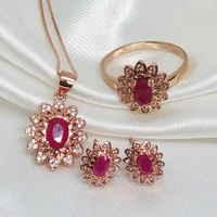 meibapj natural myanmar ruby gemstone 925 pure silver earrings ring pendant necklace 3 suits fine wedding jewelry sets for women