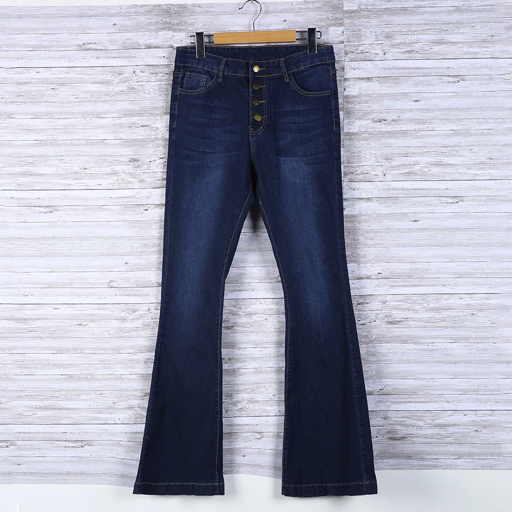 

Flare Jeans Women's Slimming Skinny Jeans Low Waist Super Stretch Jeans Female Button Placket Flared Trousers Elegant Streetwear