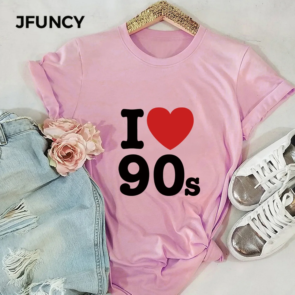 JFUNCY  Women T Shirt New Fashion Print Summer Tees Woman Tops Short Sleeve Casual T-shirts 100% Cotton Female Tshirt