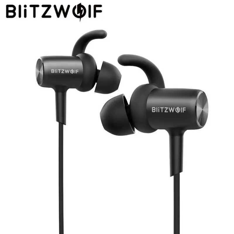 Blitzwolf Спортивные bluetooth наушники с микрофоном IPX4 водонепроницаемые магнитные адсорбционные наушники-вкладыши беспроводная гарнитура для смартфона