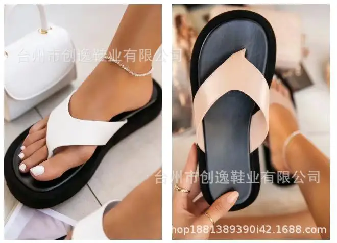 

Popular Style Beach Flip-Flops Women's Platform 2021 Summer New Outdoor European and American Leisure Flip-Flops Slippers