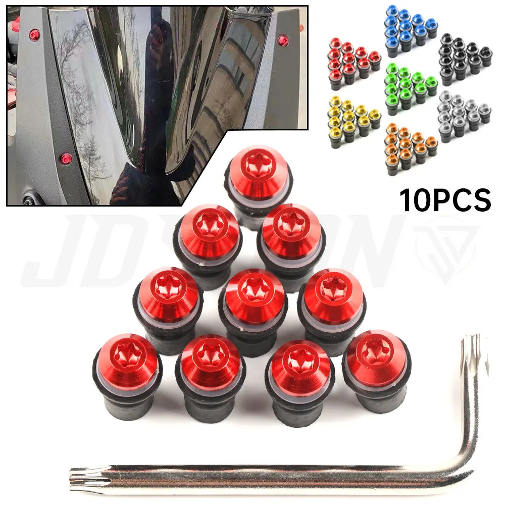 

10PCS 5MM Universal Motorcycle Bolts Screws Kit Windscreen Windshield Cafe Racer Motocross For Suzuki GSXR600 GSXR750 GSXR1000