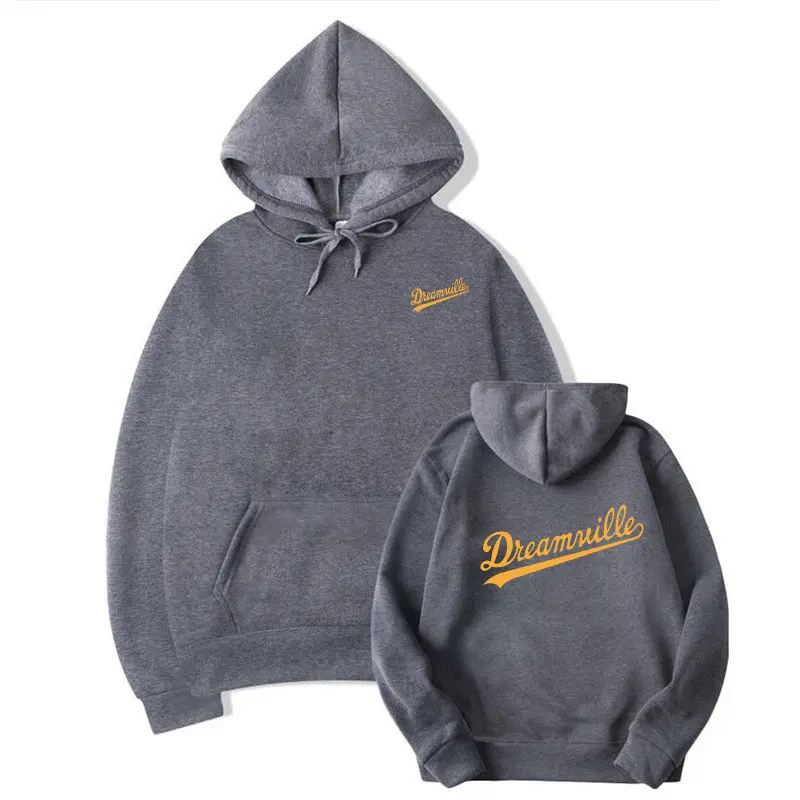 2019 толстовки для новосов Homens в стиле хип хоп DREAMVILLE J Cole Logotipo Com Capuz Carta Presa Inverno do Velo