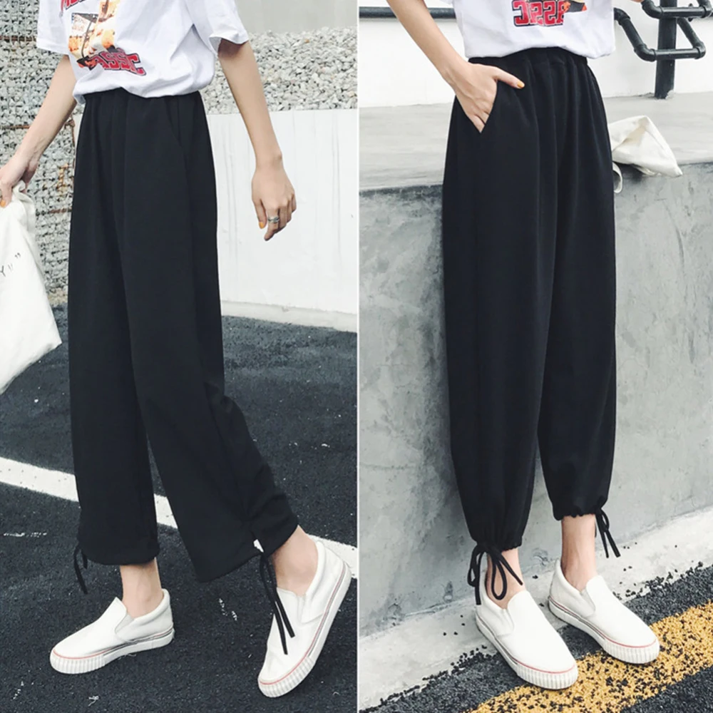 New Arrival 2019 Summer Autumn Streetwear Pants Women Elastic High Waist Sweatpants Baggy Casual Harlan Shiffon Pant | Женская одежда