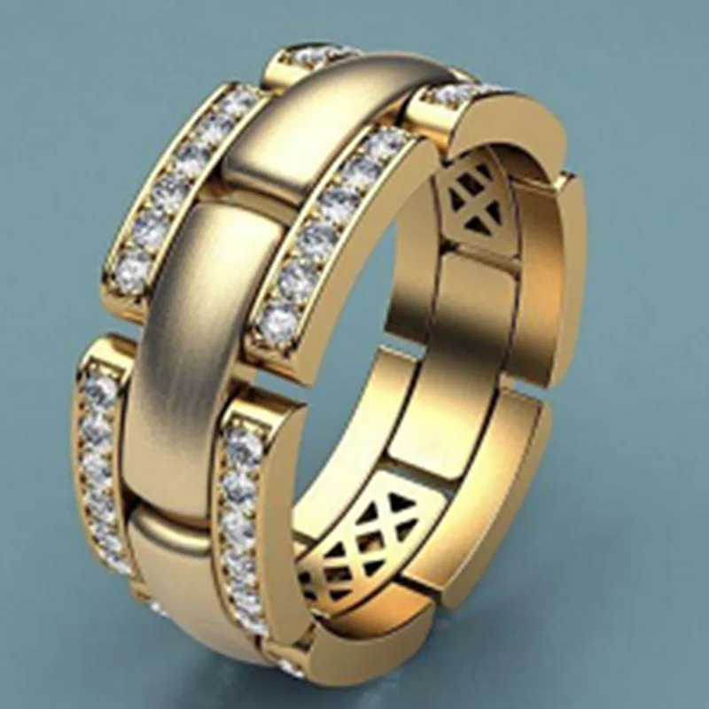 

MFY Classic Watch Chain Geometric Men Woman Zircon Ring Ful Fashion Rhinestone Jewelry Wedding Shinning Rings S