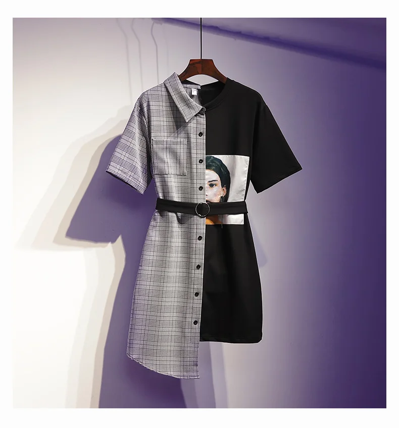 Платье женское однобортное асимметричное с отложным воротником свободное