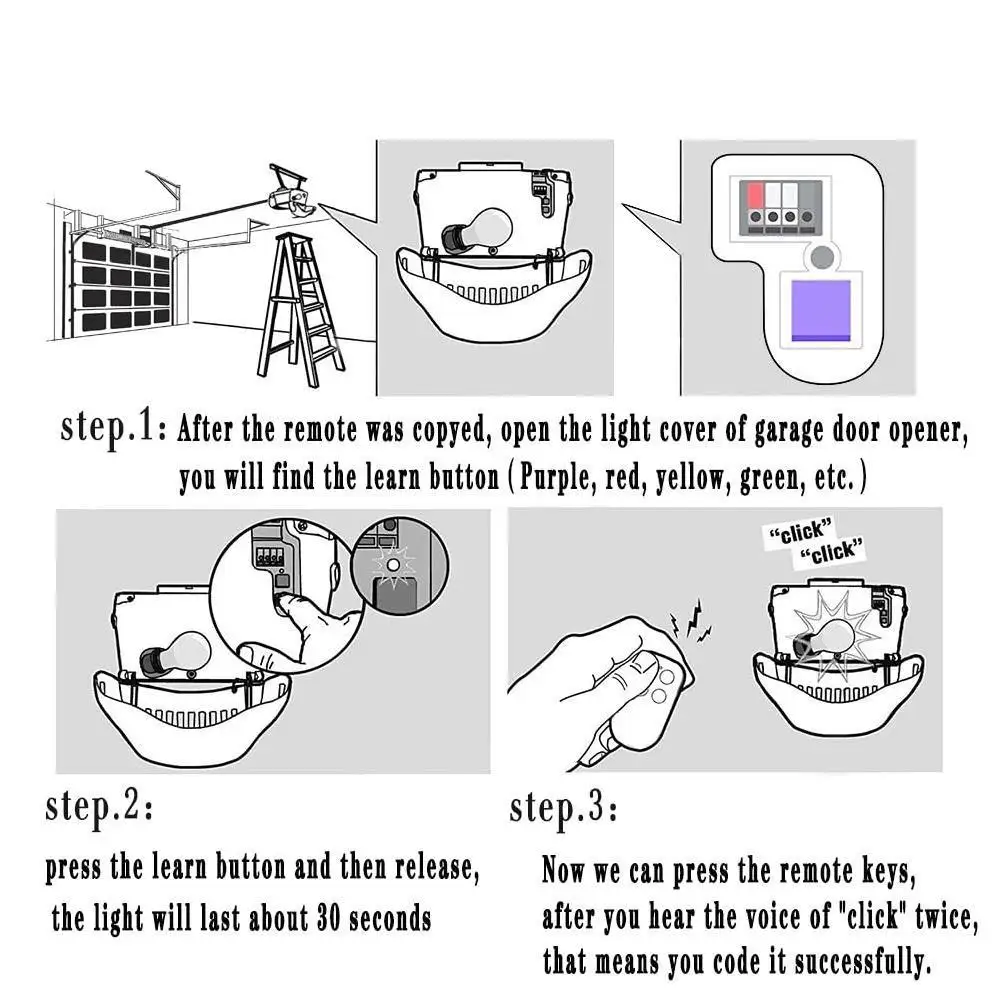 

Garage Door Remote Control 280-868Mhz Universal To Code Wireless Garage Copy Door Electric Control Door Remote Rolling