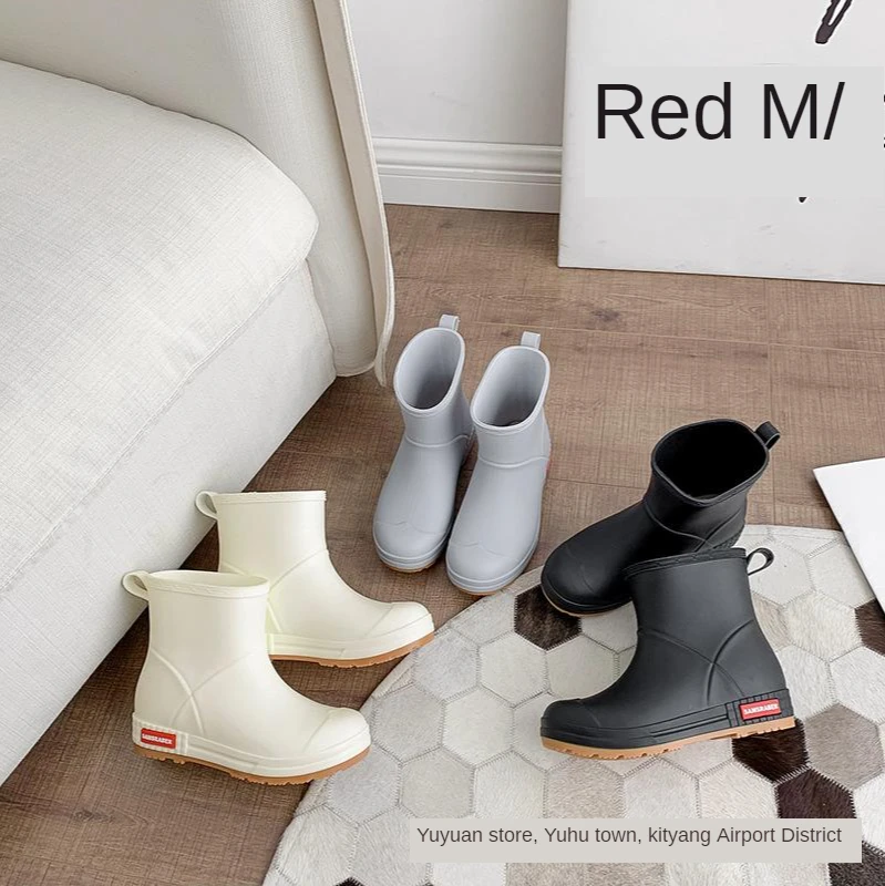 

36-44 Love Design Rain Boots Women Ankle Shoes Waterproof Rain Shoes for Rain Day 2020 New Slip On Female Rainboots Solid