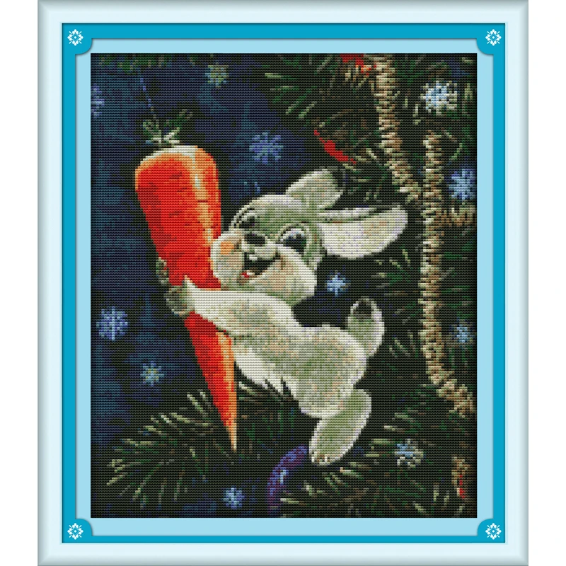 

Everlasting Love The Rabbit And Carrot Chinese Cross Stitch Kits Ecological Cotton Stamped Printed 11CT DIY New Year Decorations