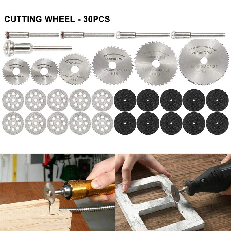 Алмазные режущие диски 30 шт. комплект дисков для резки с отверстиями из смолы