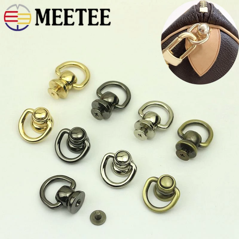 

Meetee 4/10/20pcs 12mm Bag Side Hang Round Head Solid Nail Leather Screw Rivet D Ring Buckles DIY Handbag Repair Accessories
