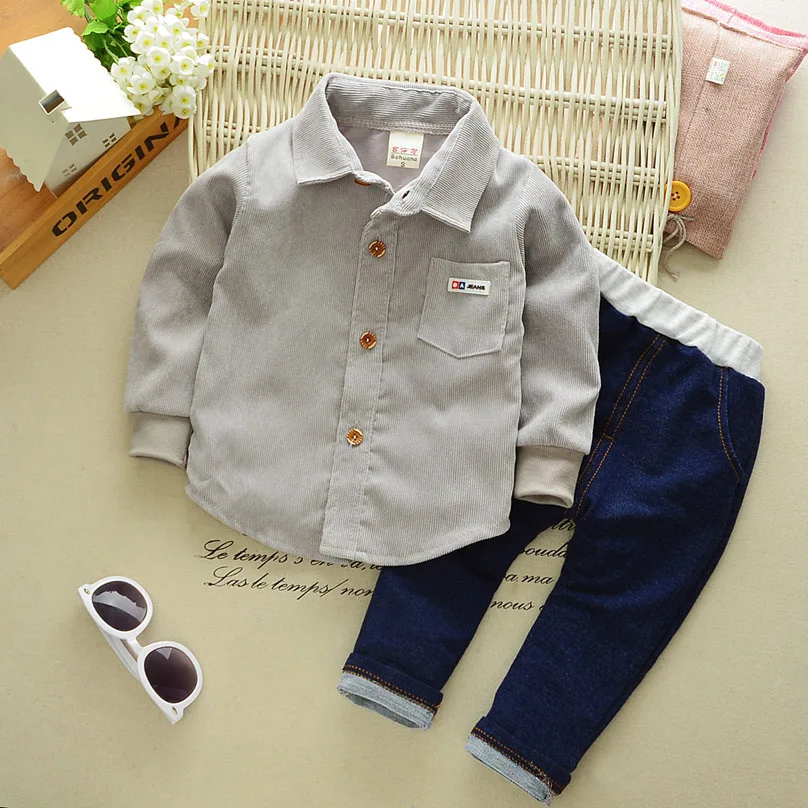 Style 11-Grey IENENS/комплект детской одежды из 2 предметов для маленьких мальчиков рубашка для маленьких мальчиков+ штаны, костюмы комплект одежды с галстуком-бабочкой для малышей, спортивные костюмы - Цвет: Style 11-Grey