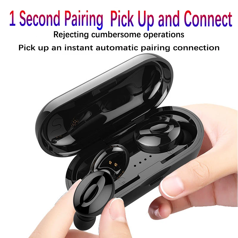 

Bluetooth Earphones True Wireless Headphones TWS 5.0 in-Ear Earbuds IPX5 Waterproof Mini Headset 3D Stereo Sound Sport Earpiece