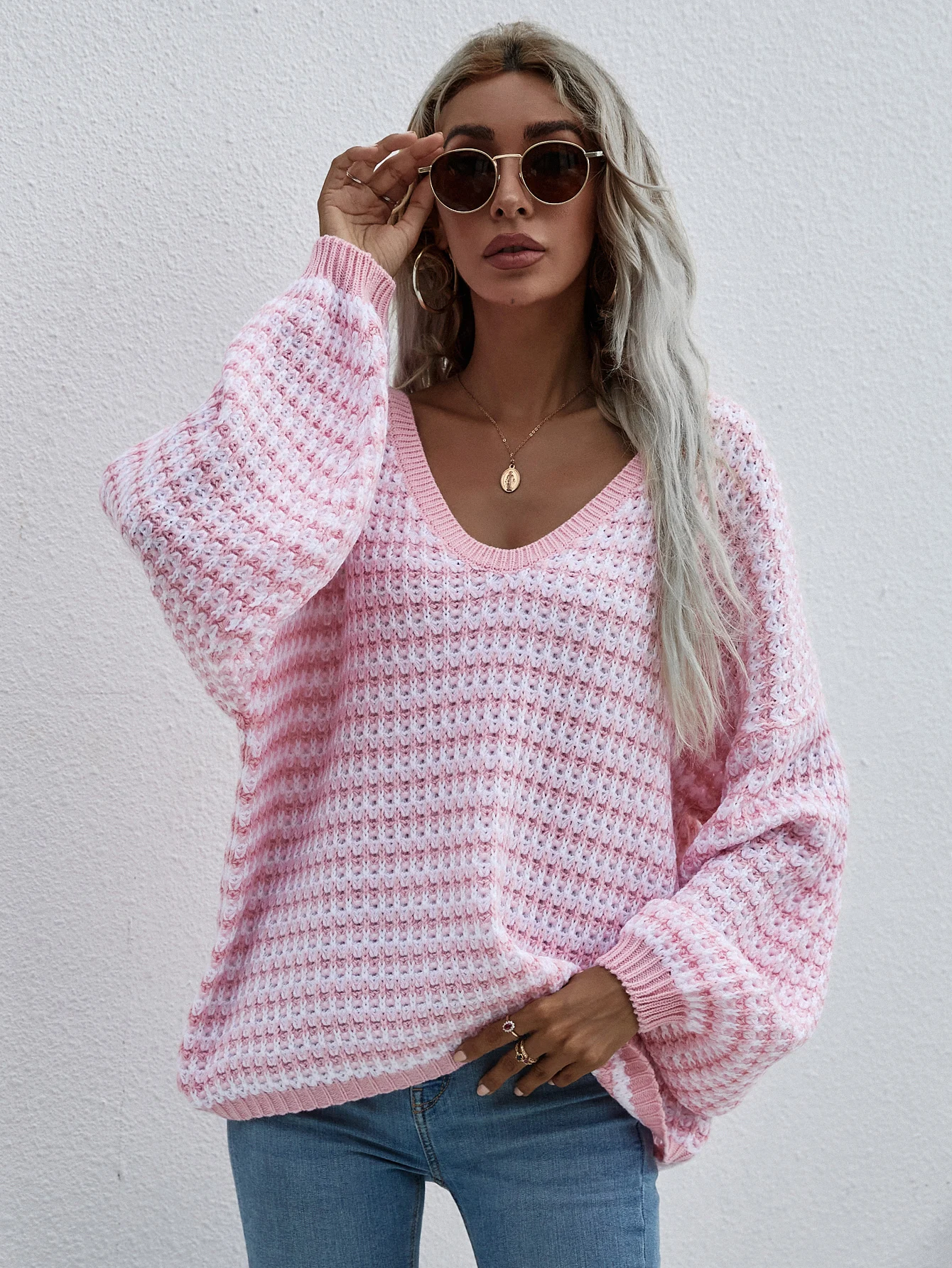 

Winter Sweaters for Women V-neck Oversized Pullover Lady Knit T-shirt Thick Warm Sweaters Cold Resistent Large Size Pullover