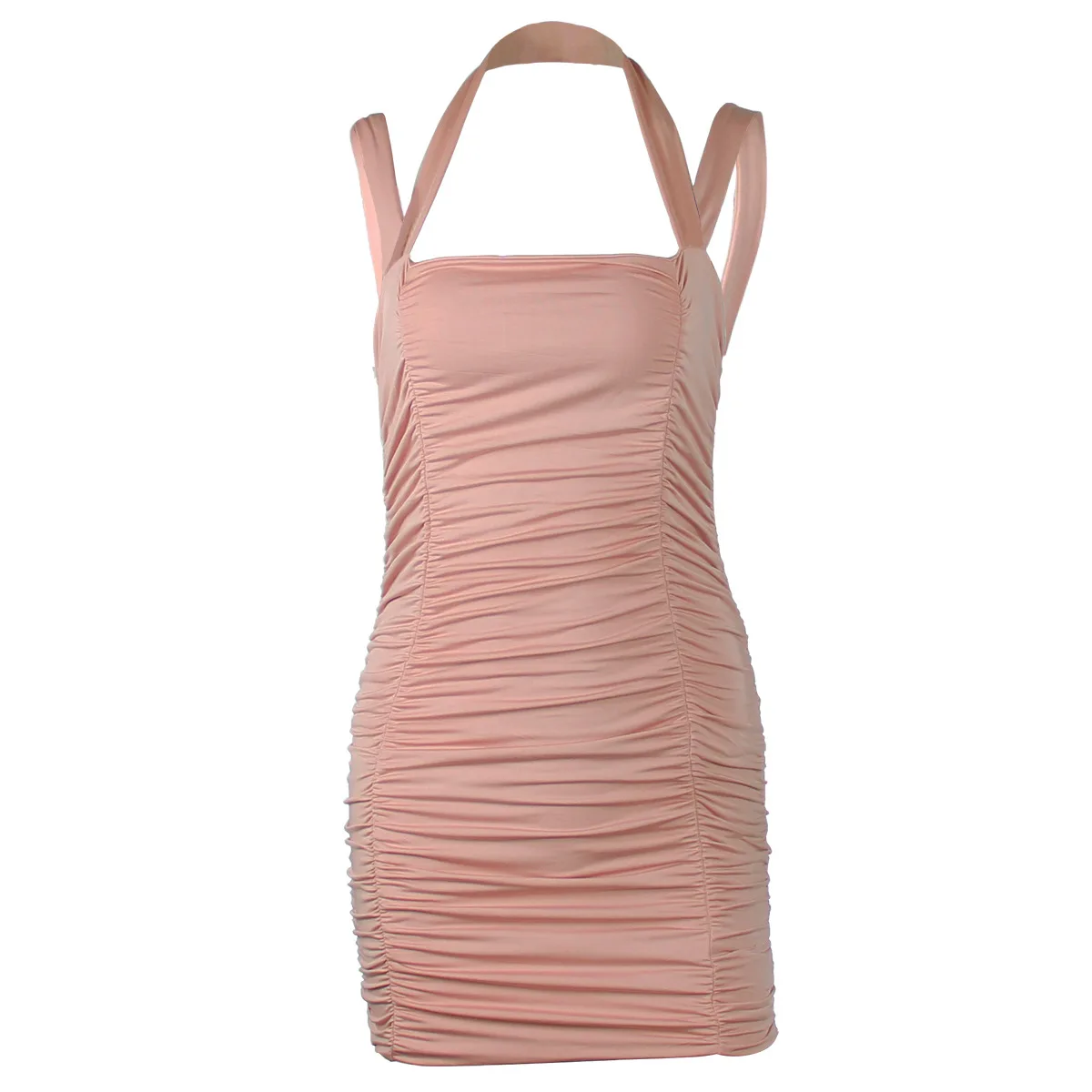 Летнее женское сексуальное облегающее короткое плиссированное белое платье