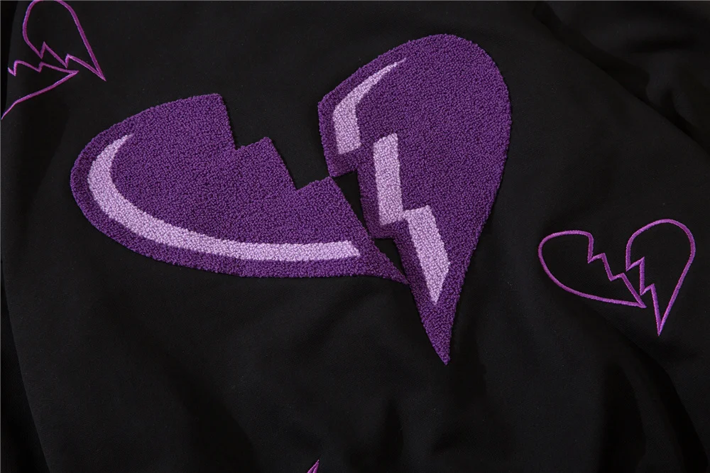 

Men's Baseball Jacket 2021 Spring Embroidery Broken Heart Printed High Street Windbreaker Buttons Cotton Coat Men Clothing