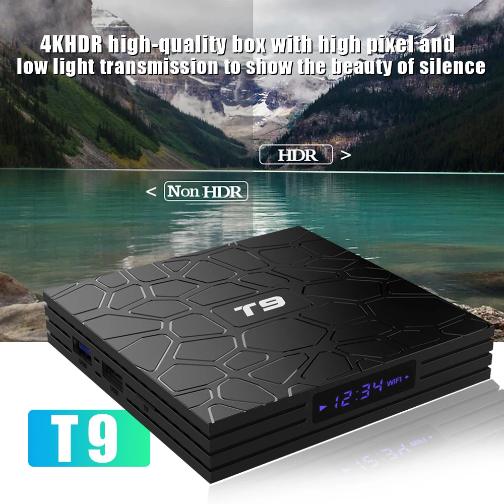 T9 ТВ коробка Android 9 0 телеприставка Bluetooth 4 RK3318 четырехъядерный cortex-A53 беспроводной 2