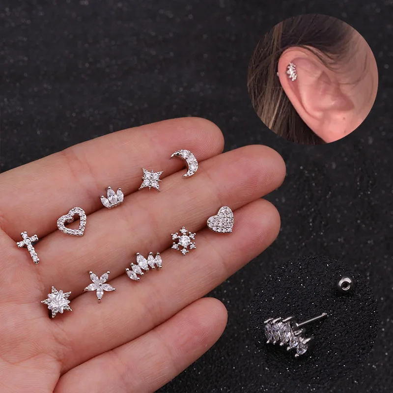 

1Pc 16G Zircon Stone Ear Piercing Tragus Ring Earrings Ear Piercing Cartiliage Ear Piercing Jewelry