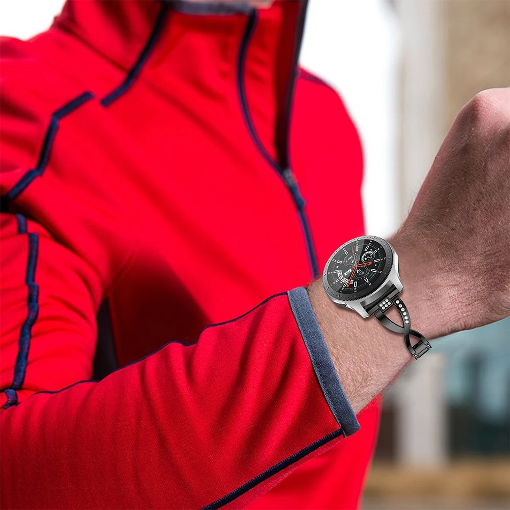 

22mm Crystal Bracelet for Samsung Galaxy Watch 46mm,High Quality Stainless Steel Strap Metal Watchband for Gear S3 Frontier