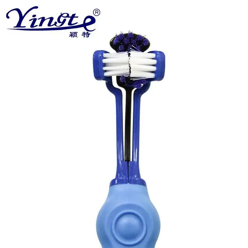 Зубная щетка для домашних животных собак кошек с тремя головками Мягкая зубная