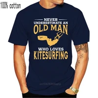 cheap price t shirt for mens never underestimate an old man who loves kitesurfing popular t shirts short sleeved quality print