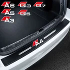 Наклейка на задний бампер автомобиля из углеродного волокна, наклейка на задний бампер автомобиля, s защитная пластина багажника для Audi A6 A4 A3 Q3 A5 Q5 Q7 A7