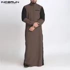 Мусульманский кафтан INCERUN, мужская одежда с длинным рукавом и воротником-стойкой, винтажная повседневная одежда в стиле пэчворк для S-5XL