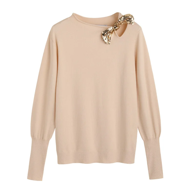 

New Fashion Bow Strapless Loose Hedging Black Knitted Bottoming Sweaters Women's Wool Warm Sweater Winter Spring Pull Femme 2020