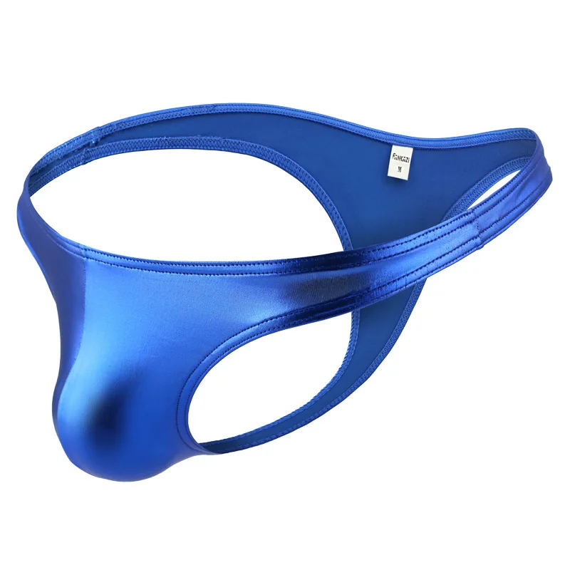Мужские стринги из искусственной кожи микро бикини сексуальные с мешочком для