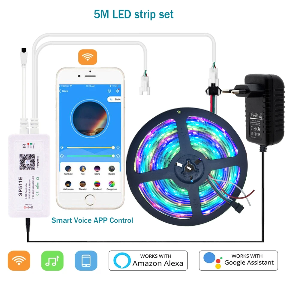 WS2811 IC Светодиодная лента RGB Dream полноцветная 30 светодиодов/м 12 В постоянного тока