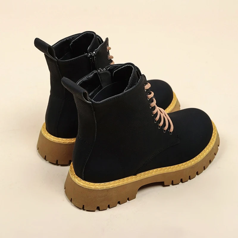 

Autumn New Women's Fashion Nude Boots Solid Color Round Head Square Heel Zipper Type Outdoor Non-slip Comfortable Casual Boots